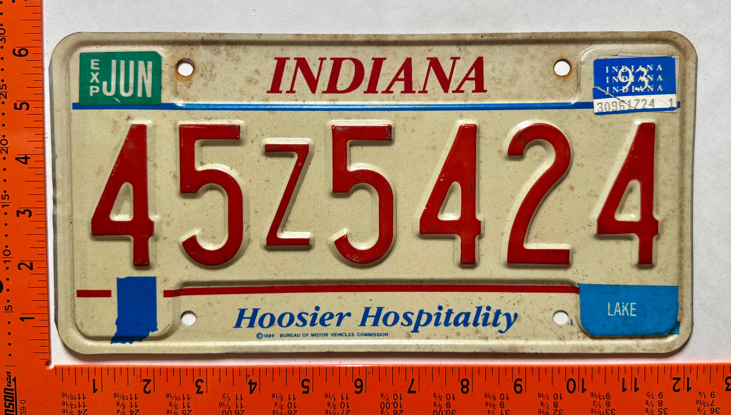 1993 Indiana #45Z5424 Passenger License Plate
