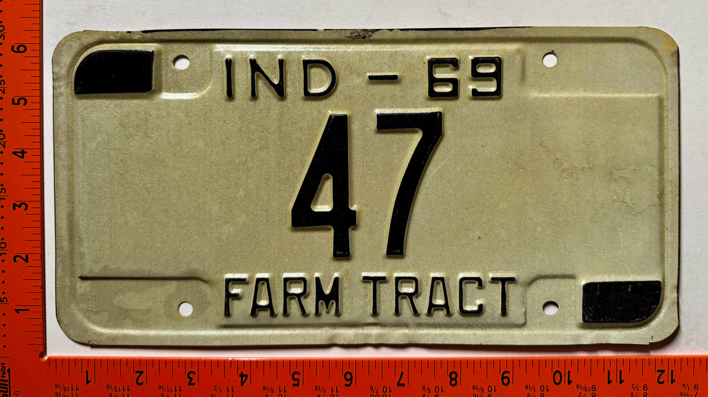 1969 Indiana #47 Farm Tractor License Plate