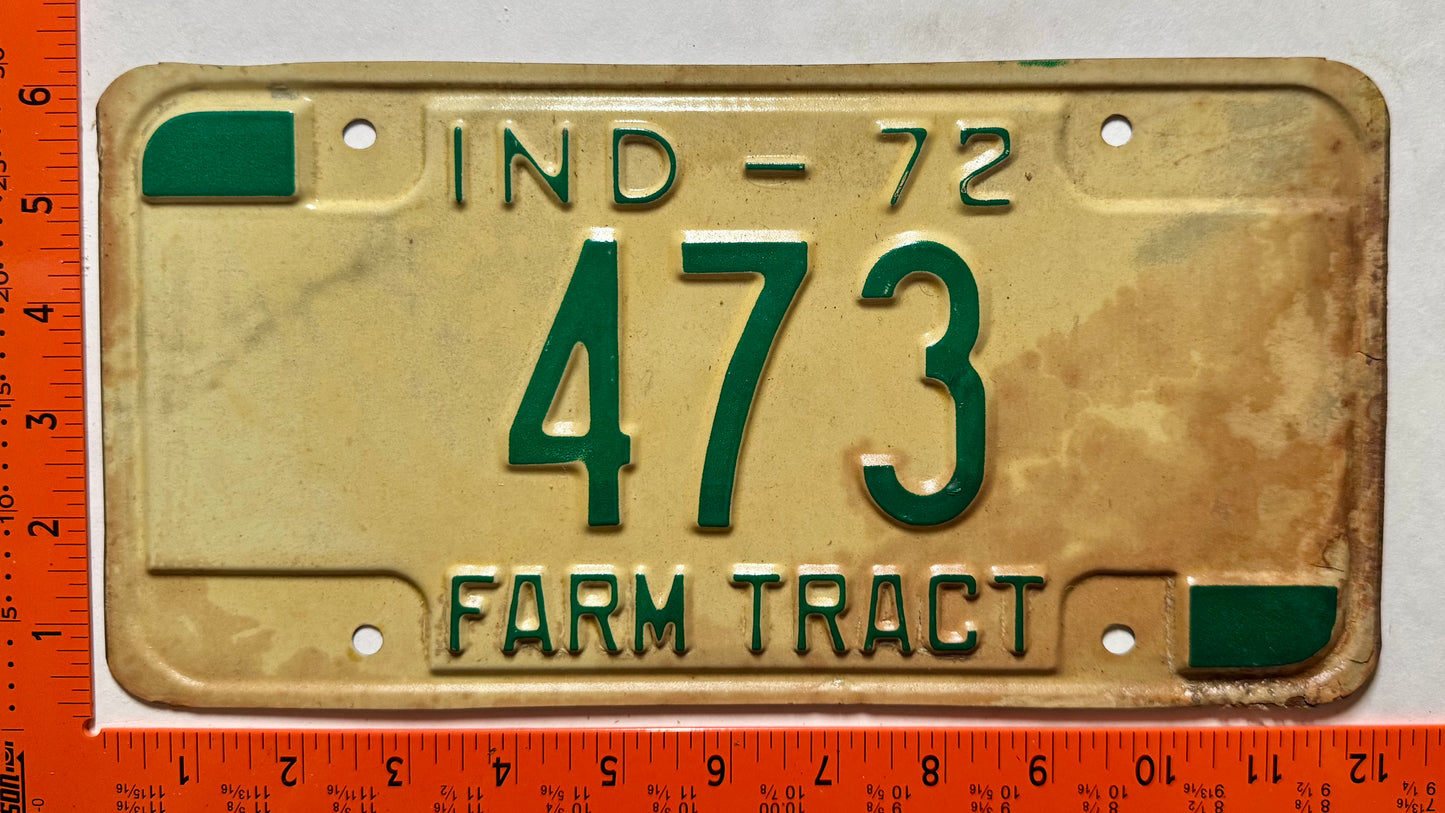 1972 Indiana #473 Farm Tractor License Plate