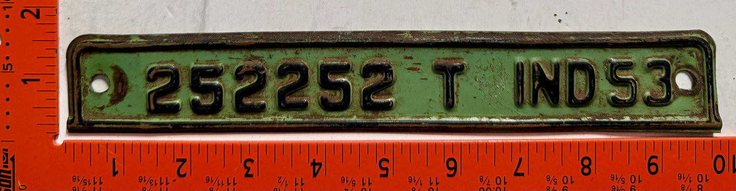 1953 Indiana #252252 T Truck License Plate Date Tab