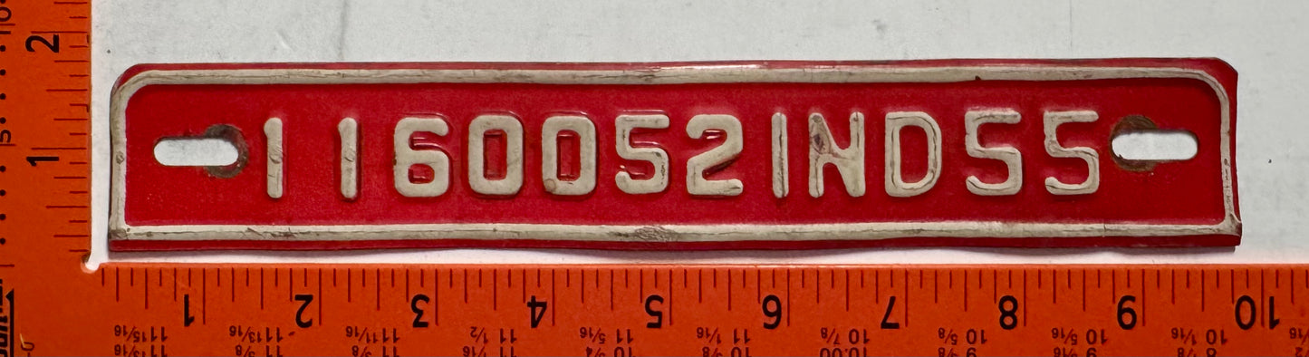 1953 Indiana #1160052 Passenger License Plate Date Tab