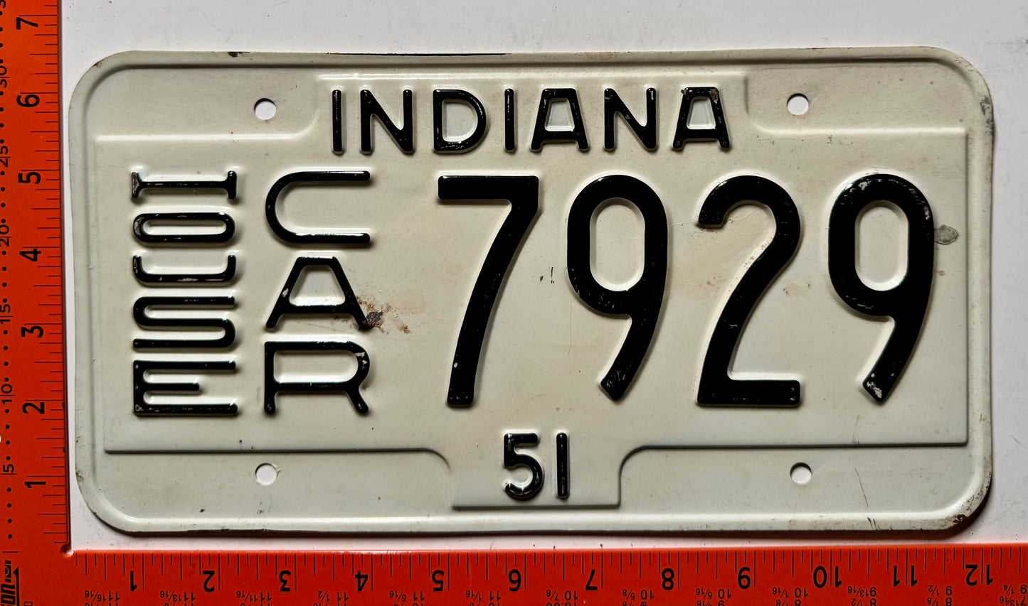 1951 Indiana #7929 House Car License Plate
