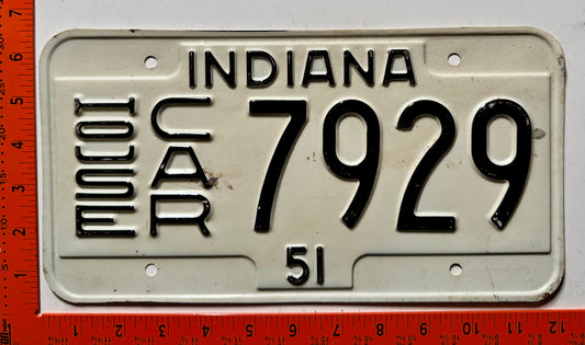 1951 Indiana #7929 House Car License Plate