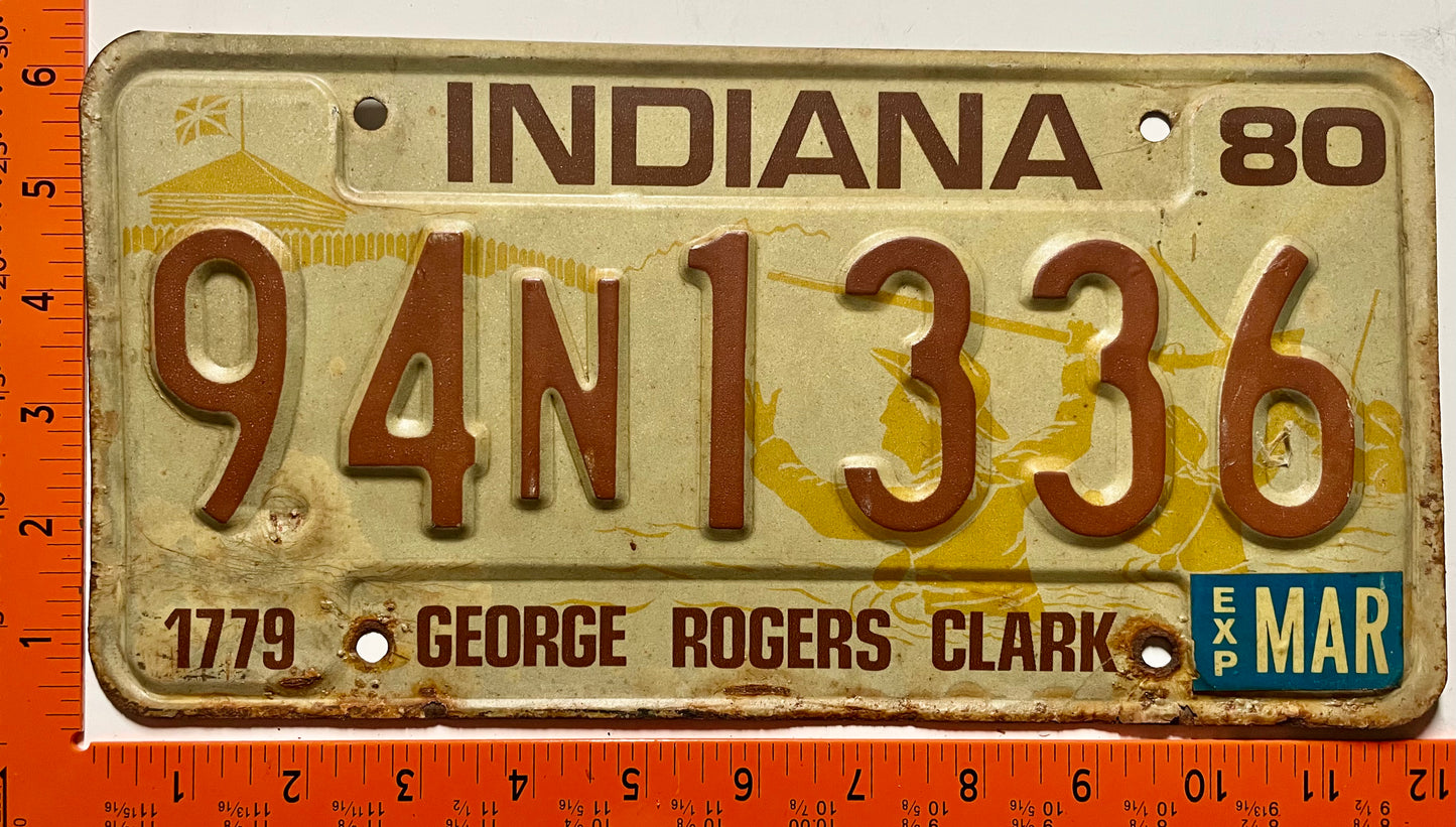 1980 Indiana #94N1336 Passenger License Plate