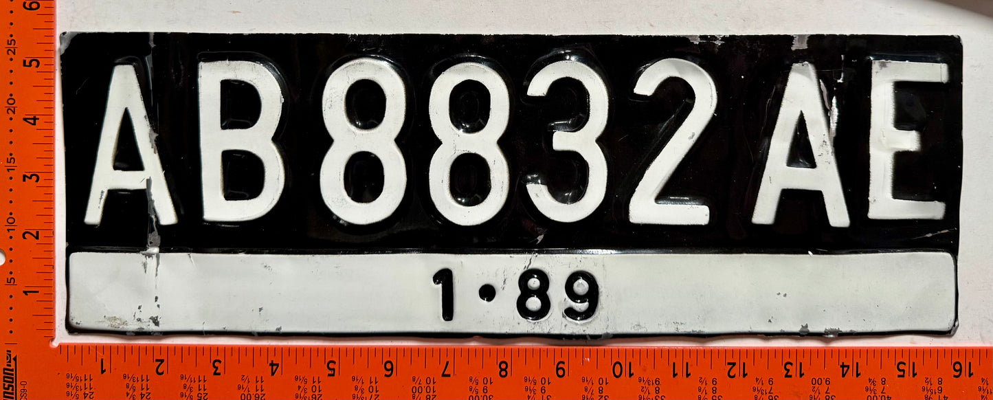 1989 Indonesia #AB8832AE Passenger License Plate