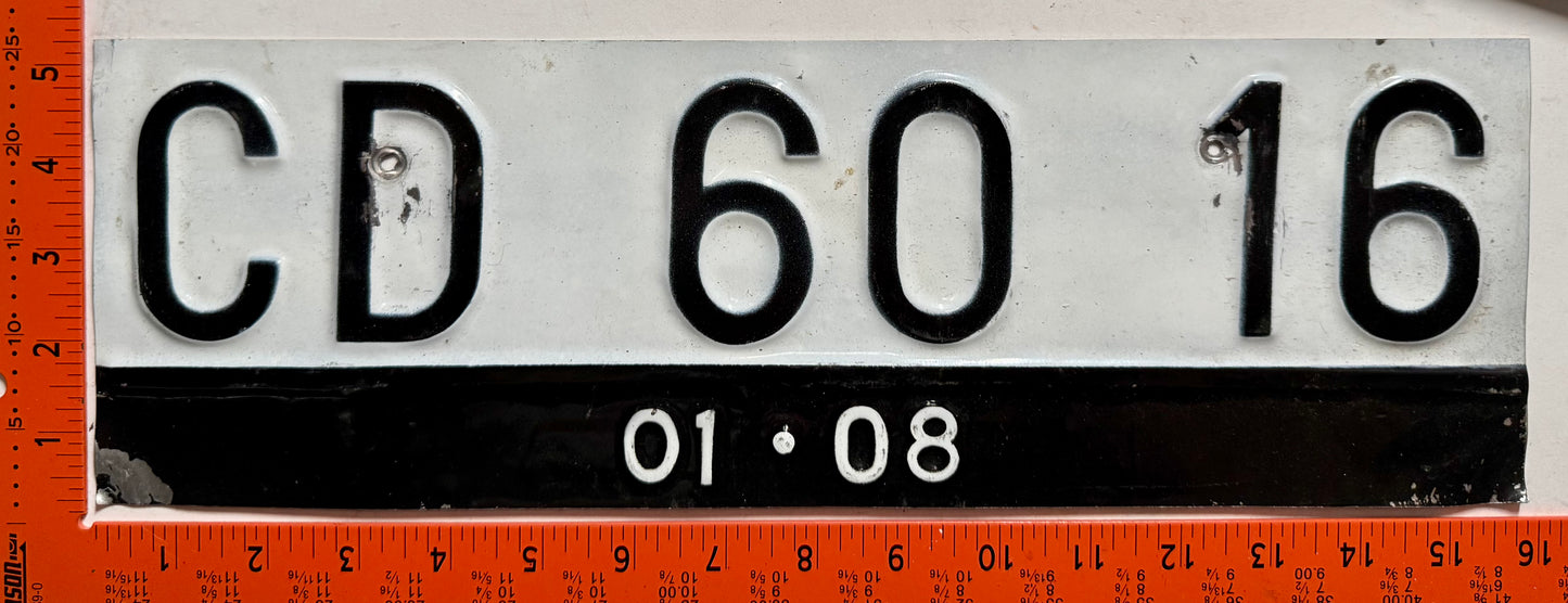 2008 Indonesia #CD 60 16 Diplomat License Plate