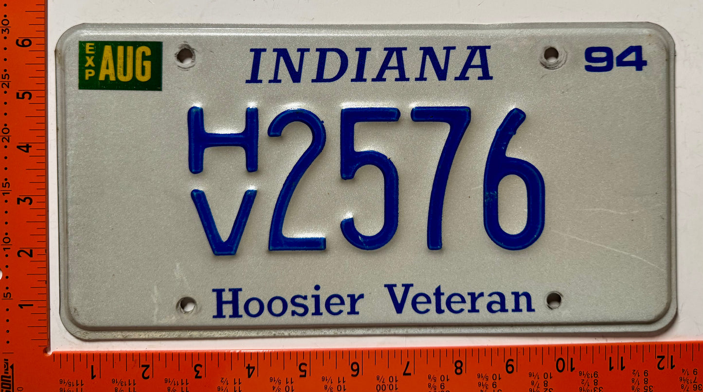 1994 Indiana #H/V 2576 Veteran License Plate