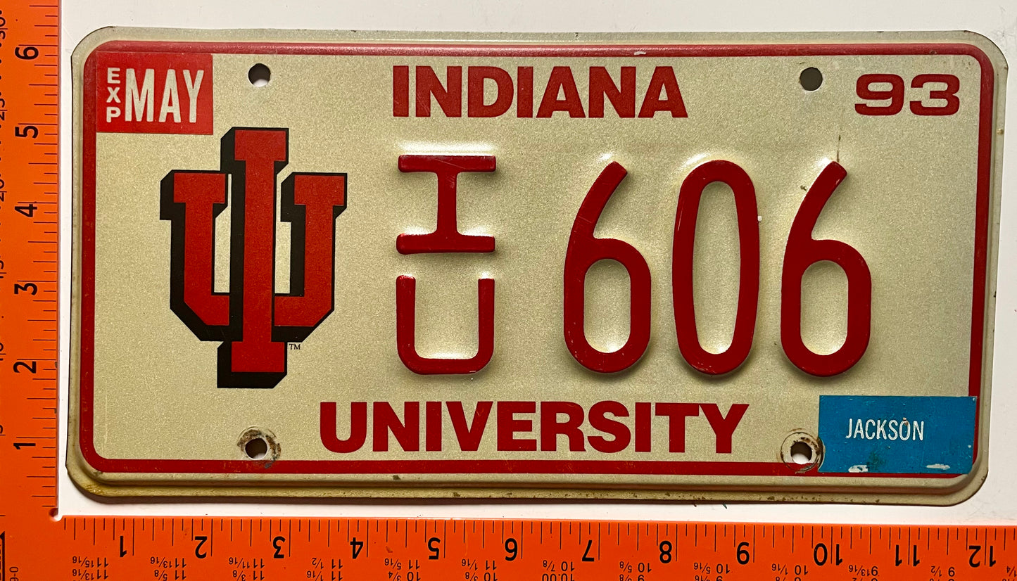 1993 Indiana #I/U 606 Indiana University License Plate