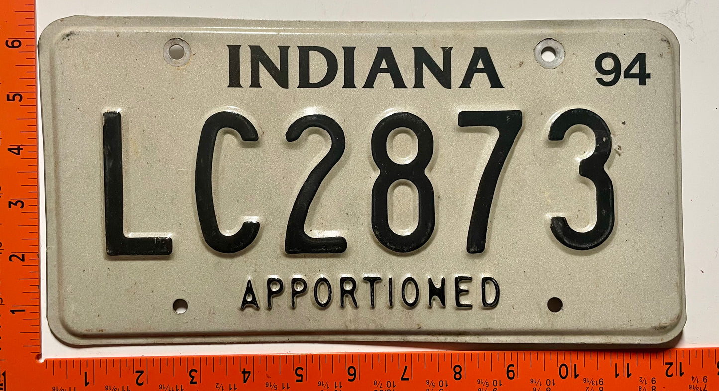 1994 Indiana #LC2873 Apportioned License Plate