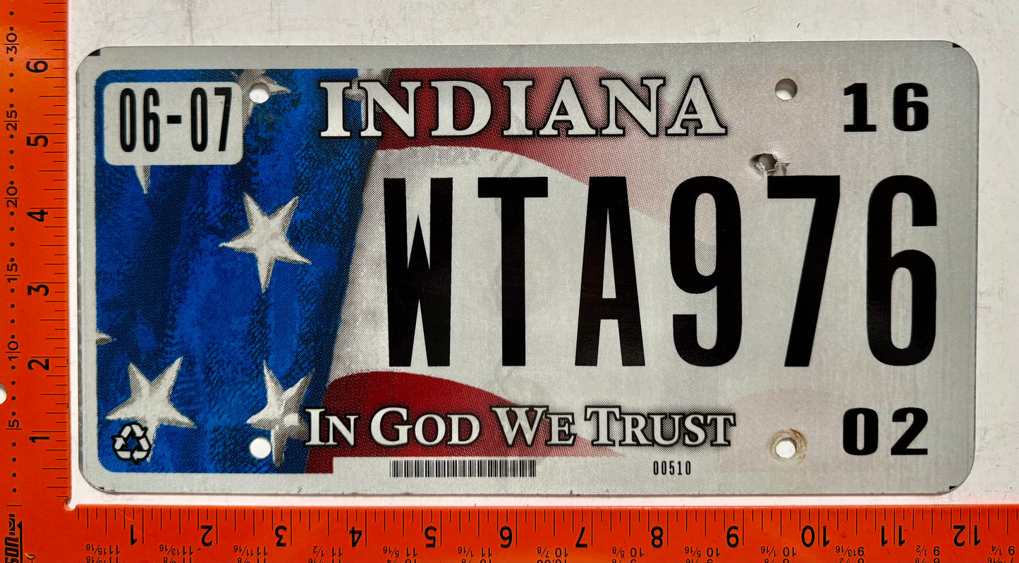 2002 Indiana #WTA976 Passenger In God We Trust License Plate