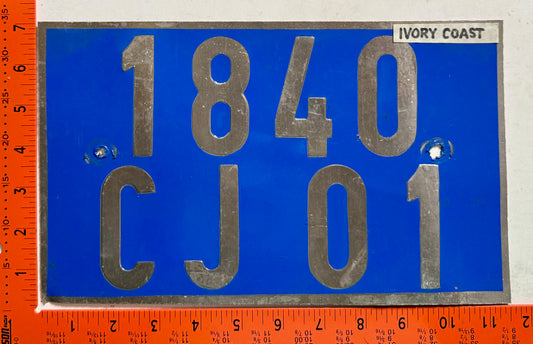 undated Ivory Coast #1840/CJ 01 Passenger License Plate