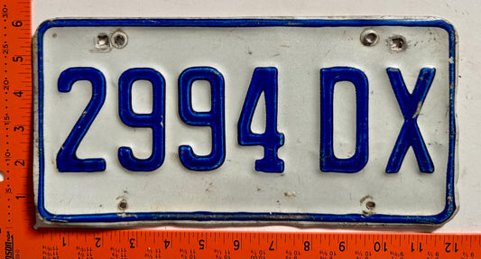1987 base Jamaica #2994 DX Passenger License Plate