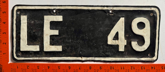 pre-1973 Jamaica #LE 49 Passenger License Plate