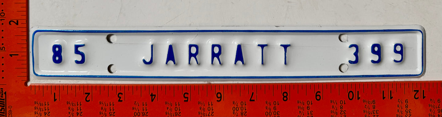 1985 Jarratt, Virginia #399 License Plate