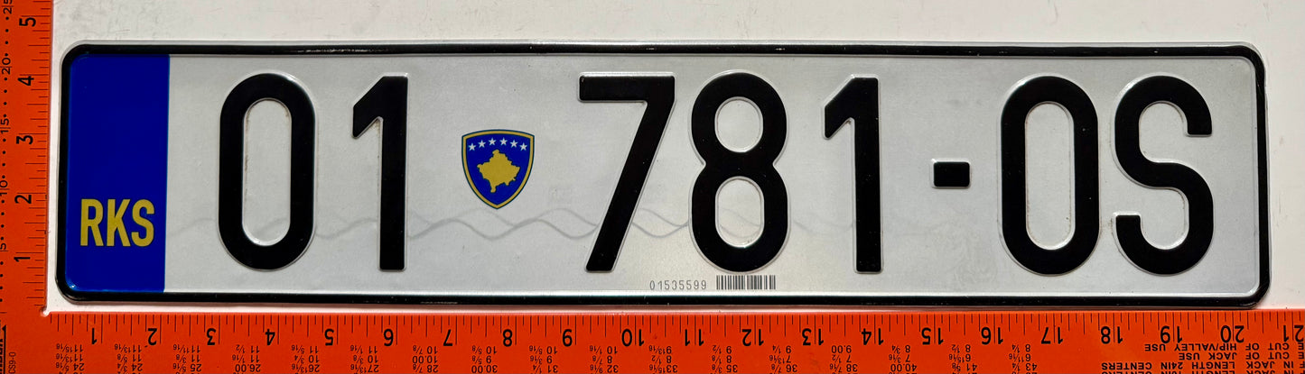 2010 series Kosovo #01 781-OS Passenger License Plate