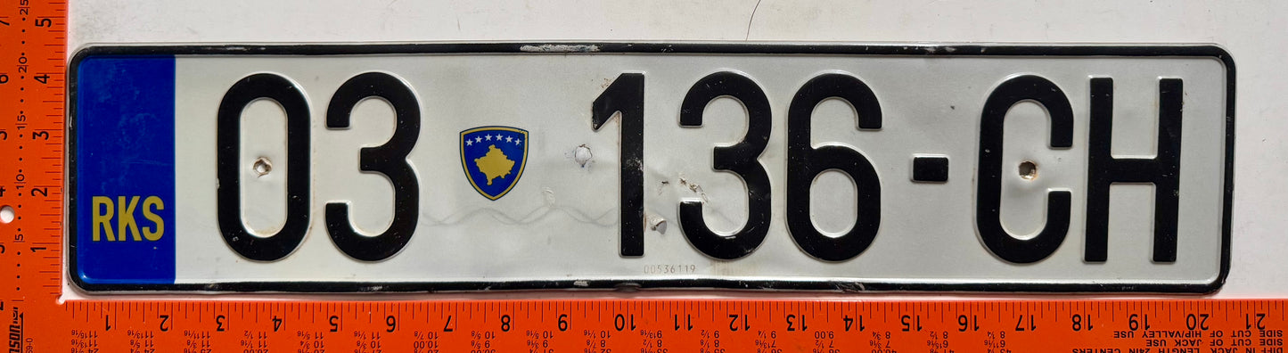 2010 series Kosovo #03 136-CH Passenger License Plate