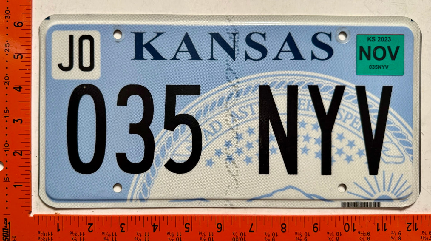 2023 Kansas #035 NYV Passenger License Plate