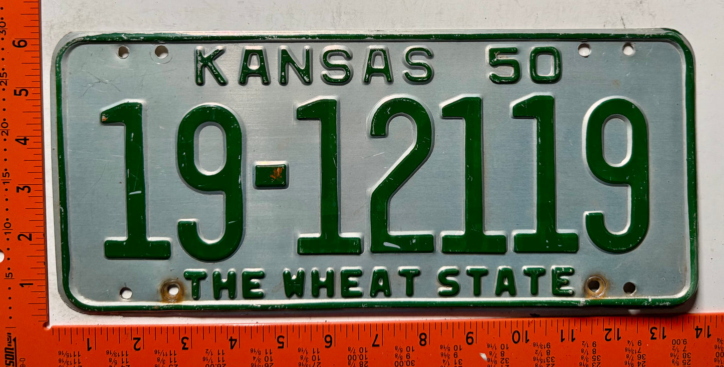 1950 Kansas #19-12119 Passenger License Plate