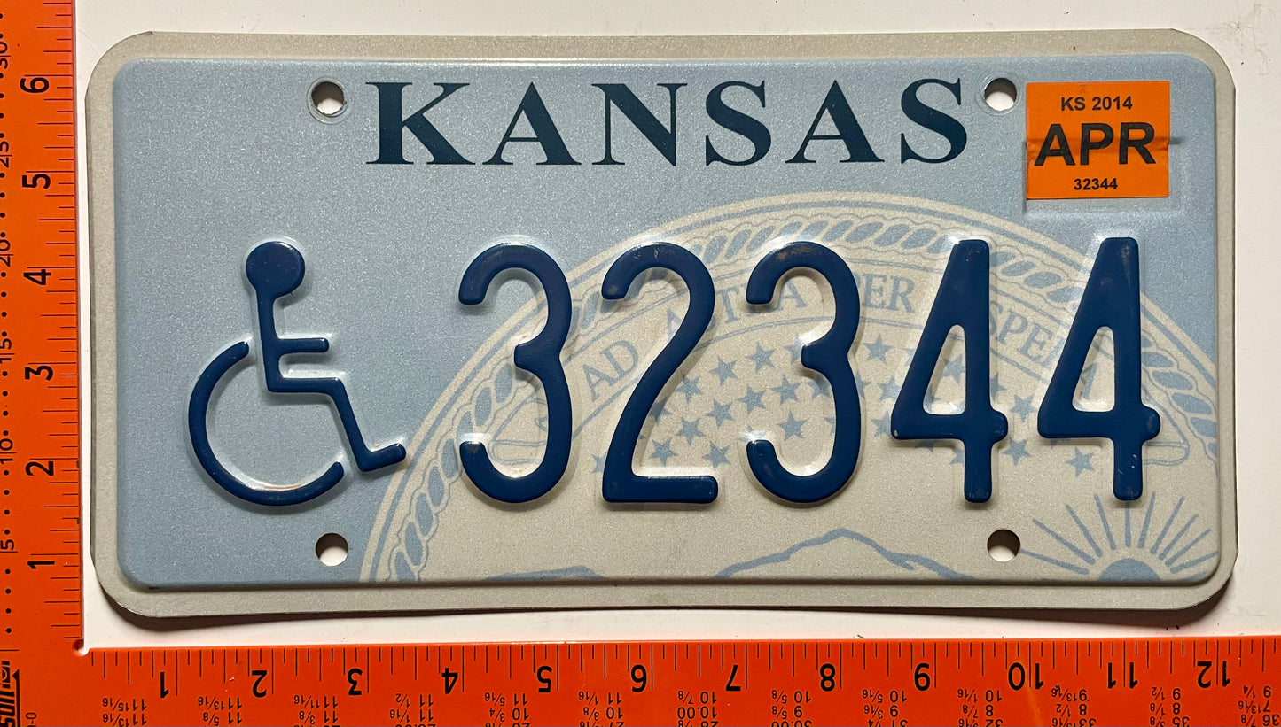 2014 Kansas #32344 Handicapped License Plate
