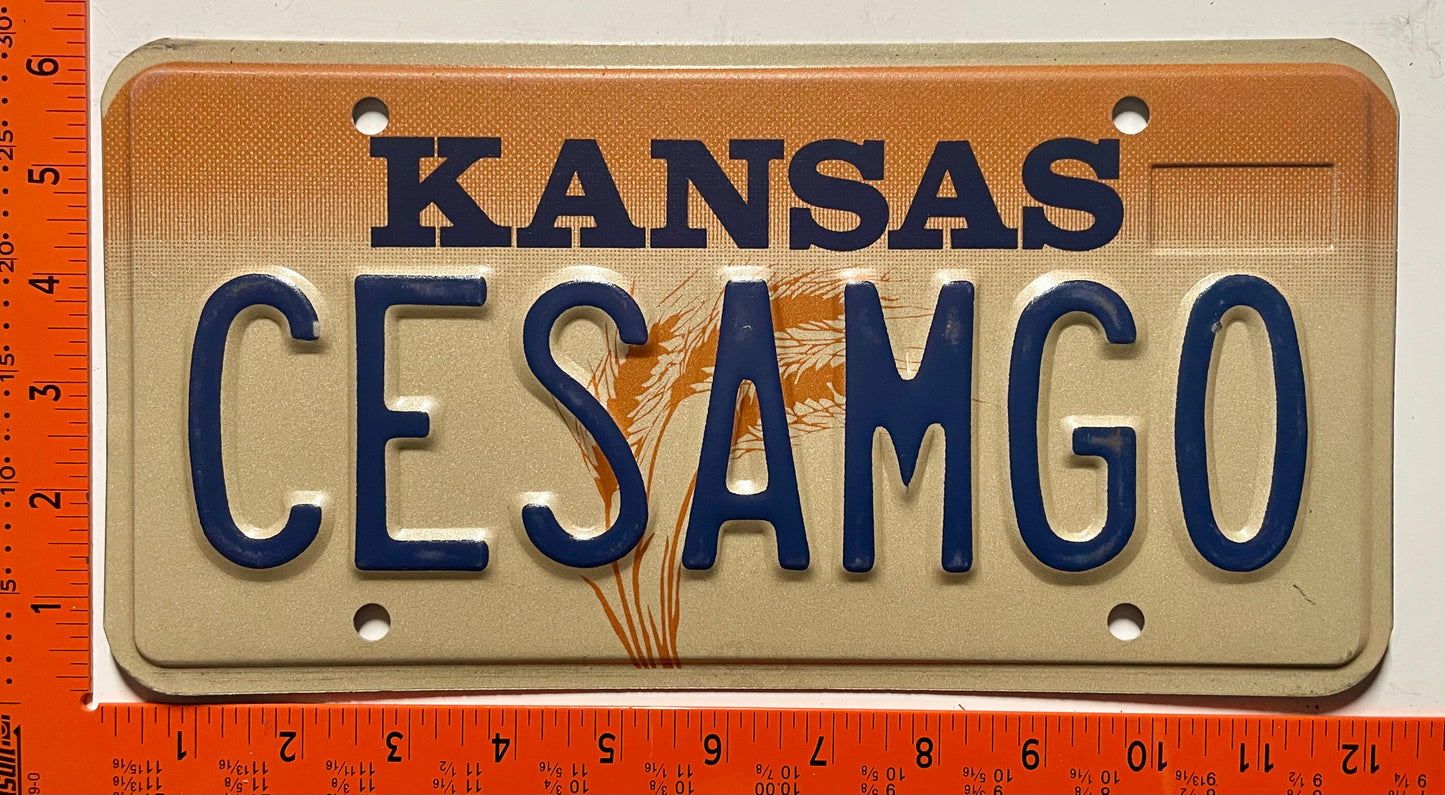 undated Kansas #CSAMGO Passenger Vanity License Plate