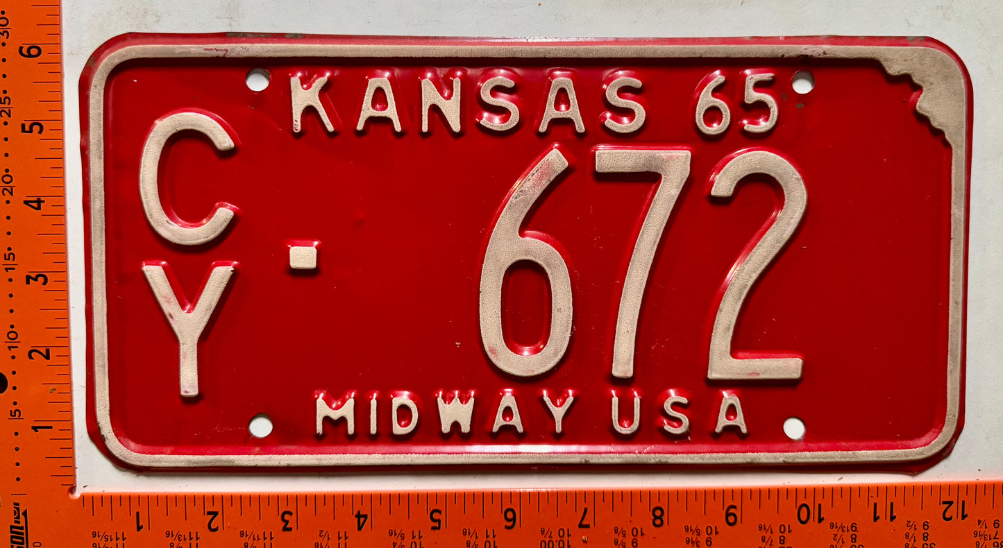1965 Kansas #CY-672 Passenger License Plate