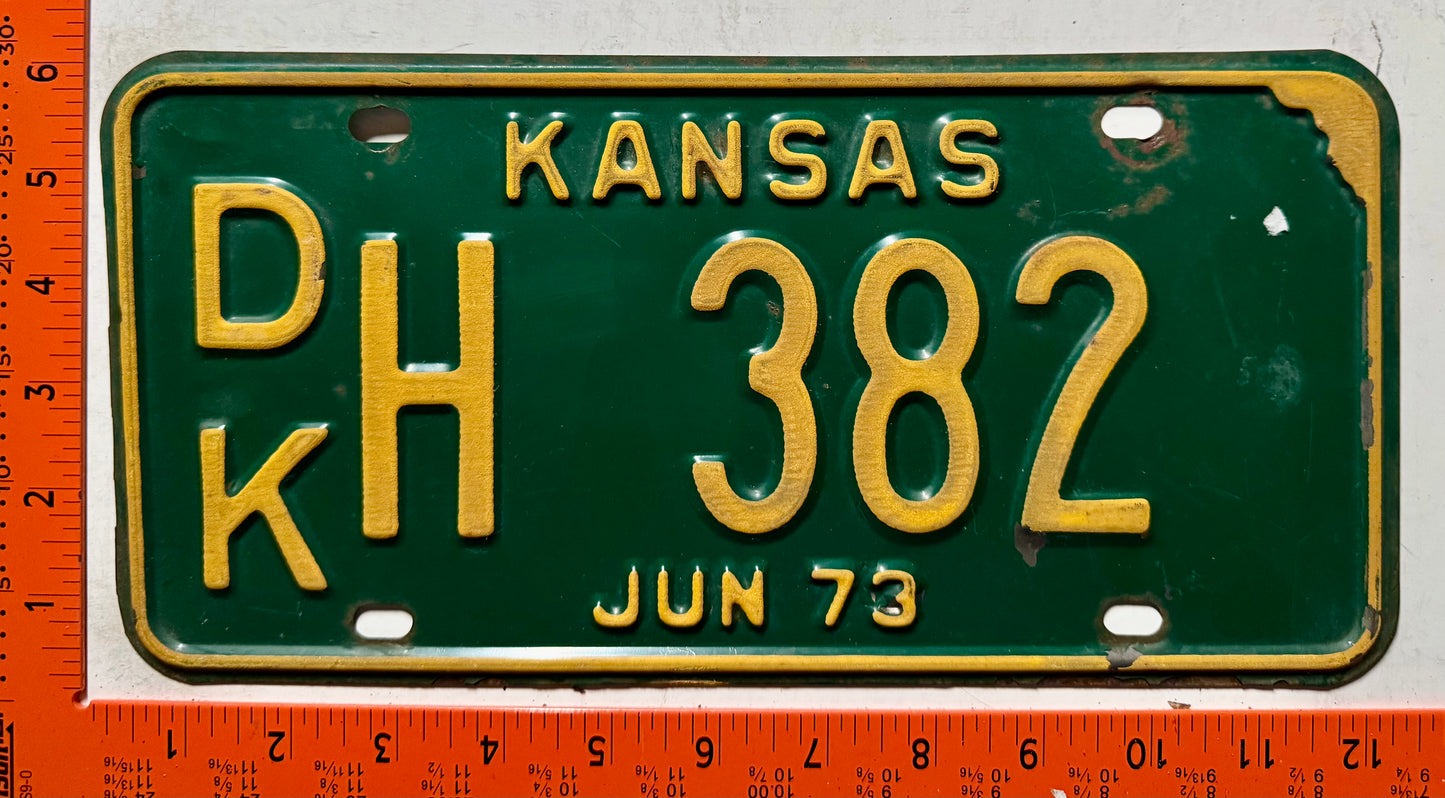 1973 Kansas #DK H 382 Passenger License Plate