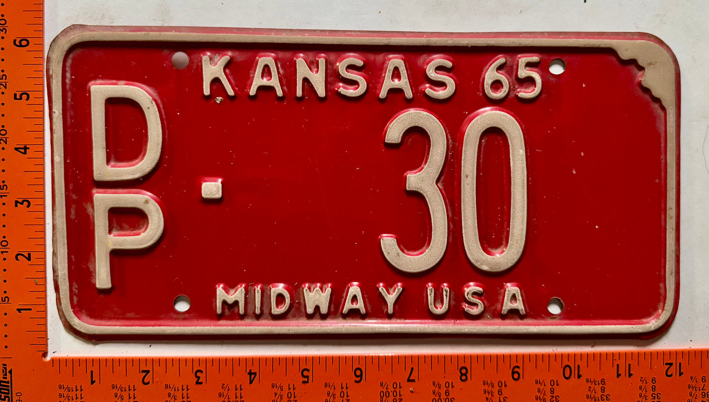1965 Kansas #DP-30 Passenger License Plate