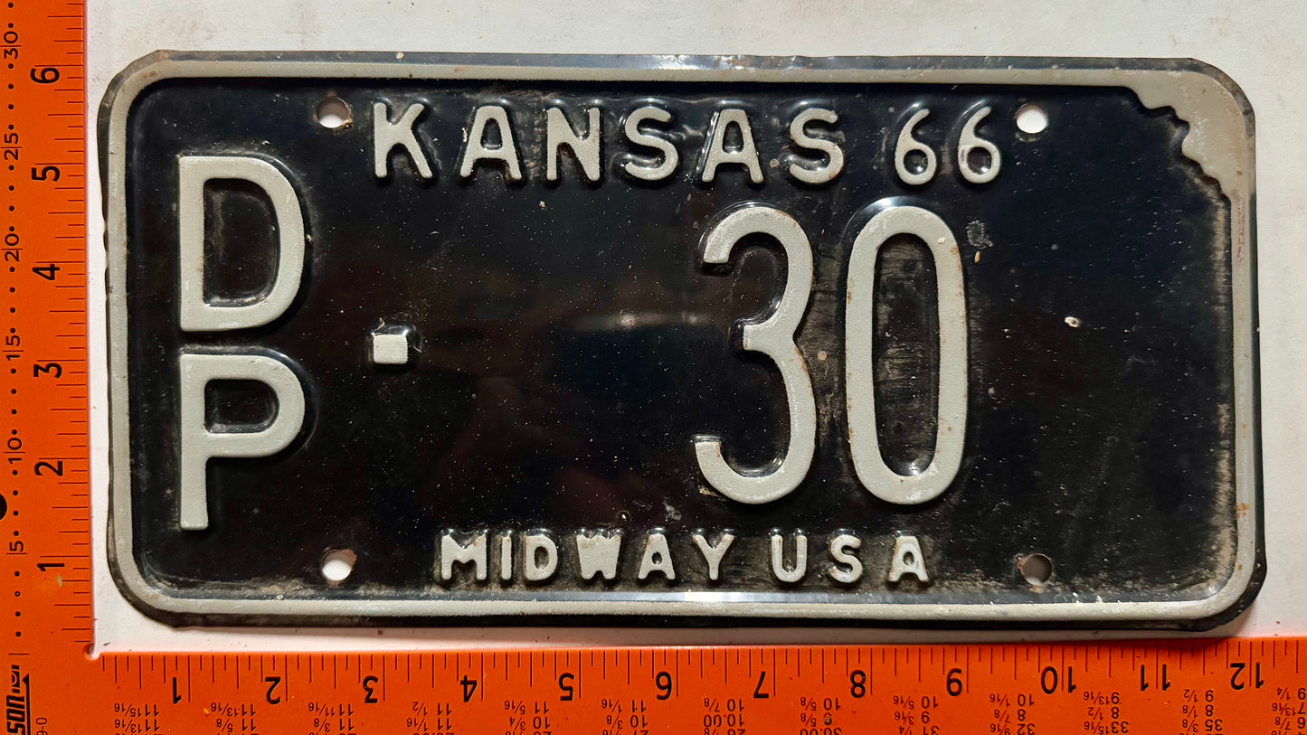 1966 Kansas #DP-30 Passenger License Plate