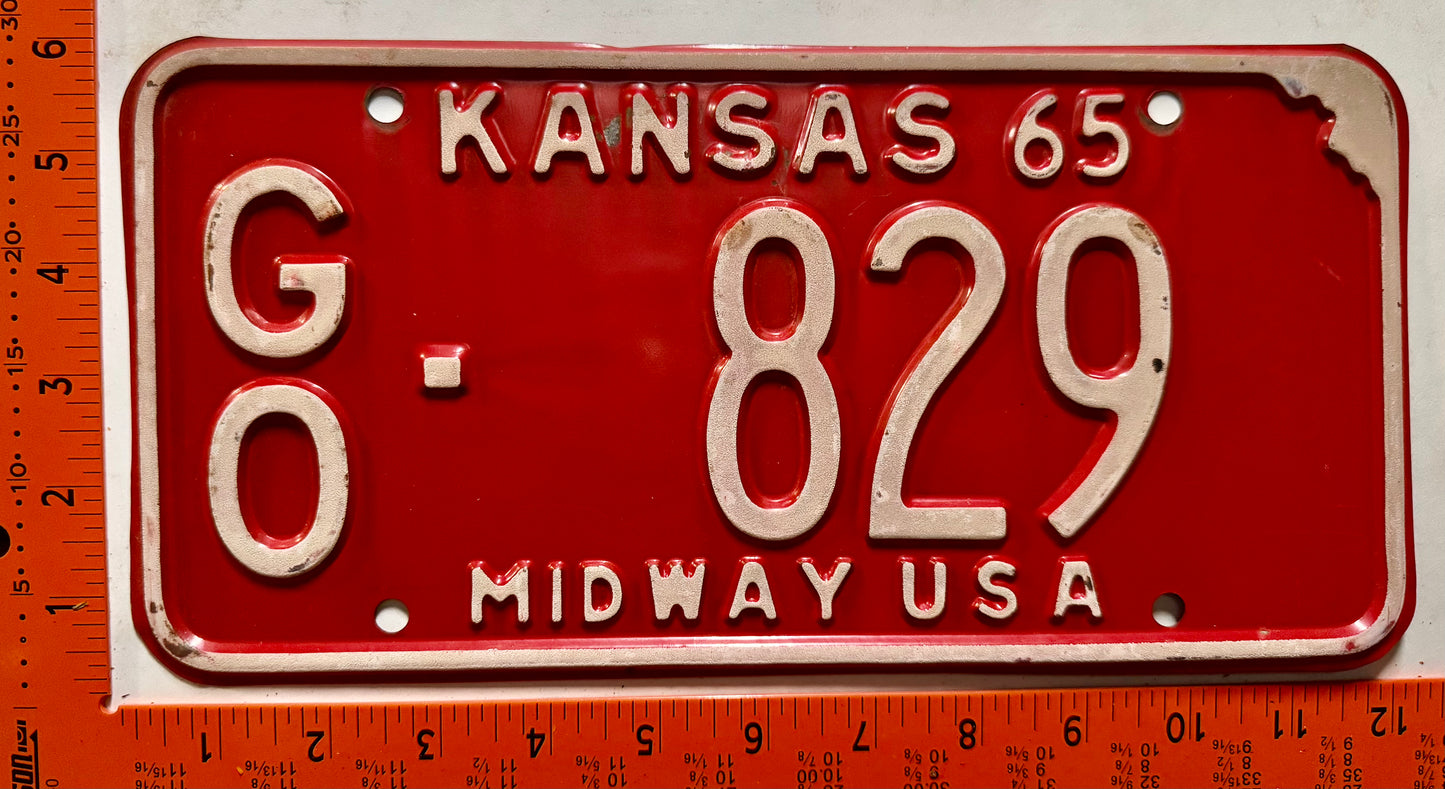 1965 Kansas #GO-829 Passenger License Plate