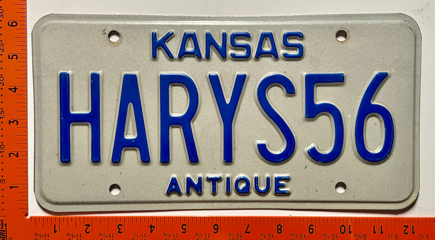 undated Kansas #HARYS56 Antique Vanity License Plate