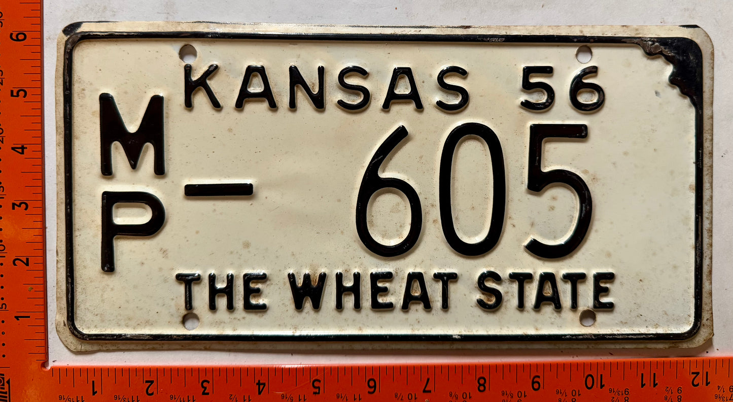 1956 Kansas #MP-605 Passenger License Plate