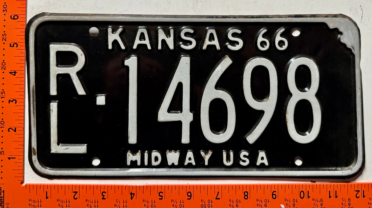 1966 Kansas #RL-14698 Passenger License Plate