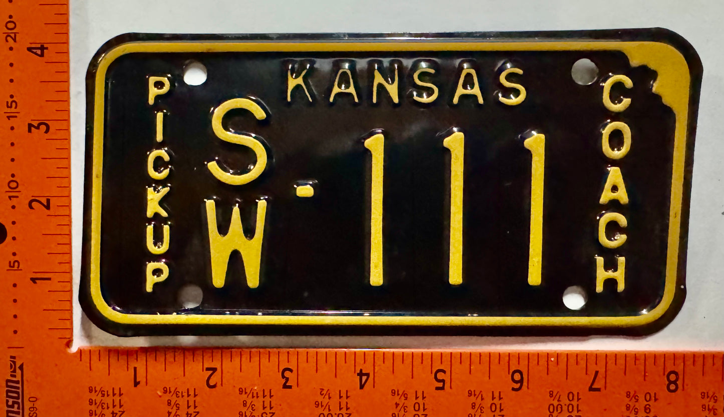 undated (1968?) Kansas #SW-111 Pickup Coach License Plate