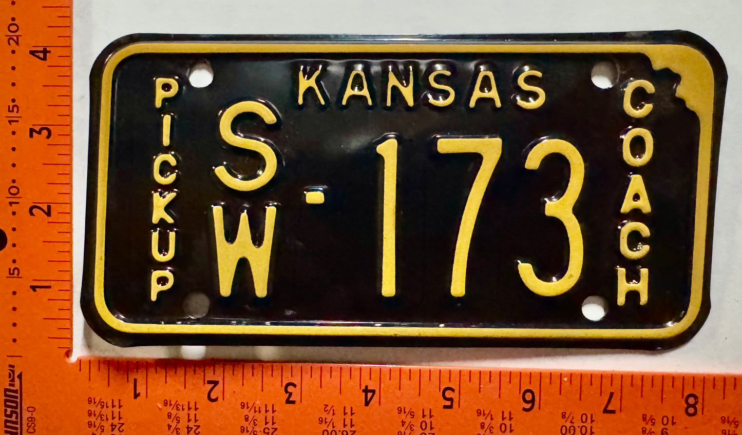 undated (1968?) Kansas #SW-173 Pickup Coach License Plate