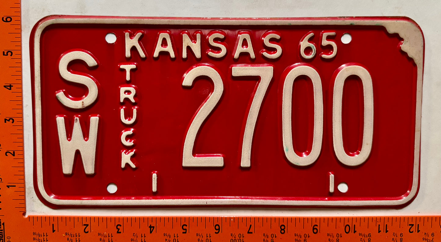 1965 Kansas #SW 2700 Truck License Plate