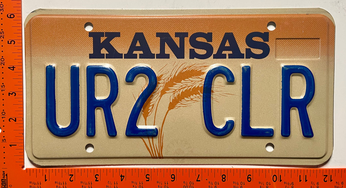 undated Kansas #UR2 CLR Passenger Vanity License Plate