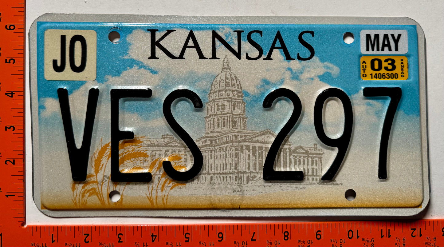 2003 Kansas #VES 297 Passenger License Plate