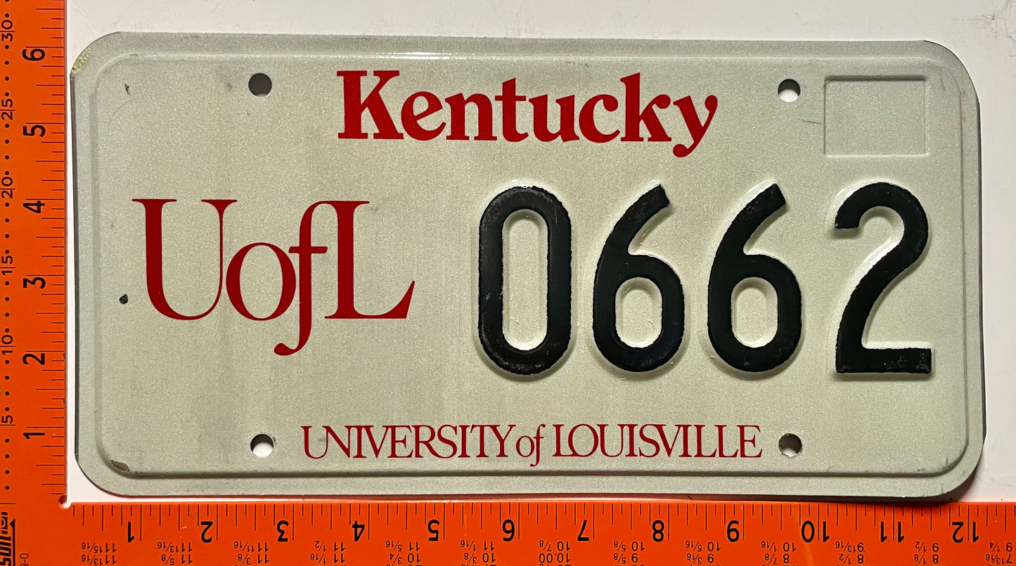 undated Kentucky #0662 University of Louisville License Plate