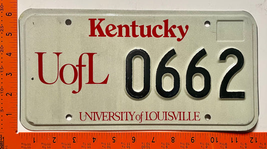 undated Kentucky #0662 University of Louisville License Plate