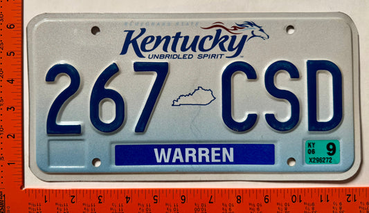 2006 Kentucky #267 CSD Passenger License Plate