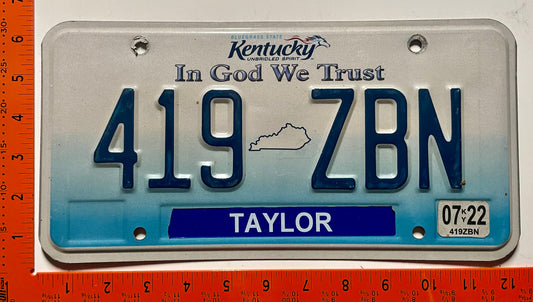 2022 Kentucky #419 ZBN Passenger In God We Trust License Plate