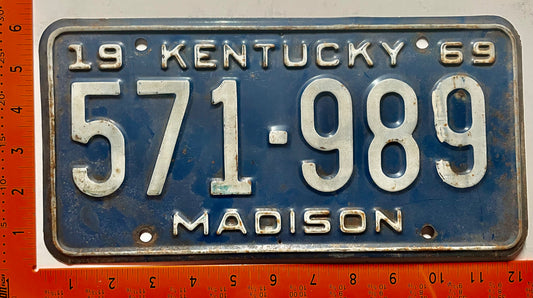 1969 Kentucky #571-989 Passenger License Plate
