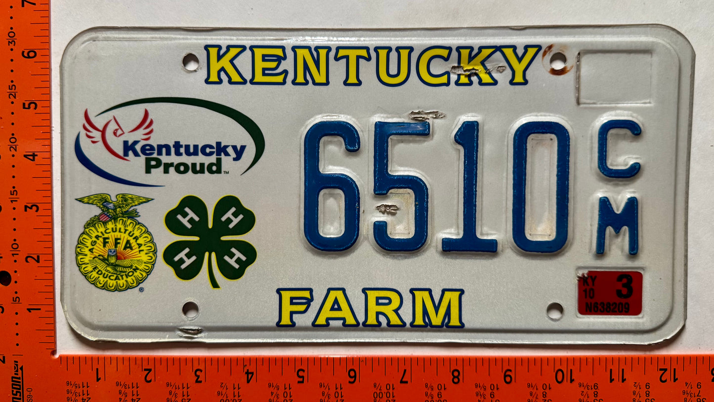 2010 Kentucky #6510C/M Passenger 4H Farm Optional License Plate