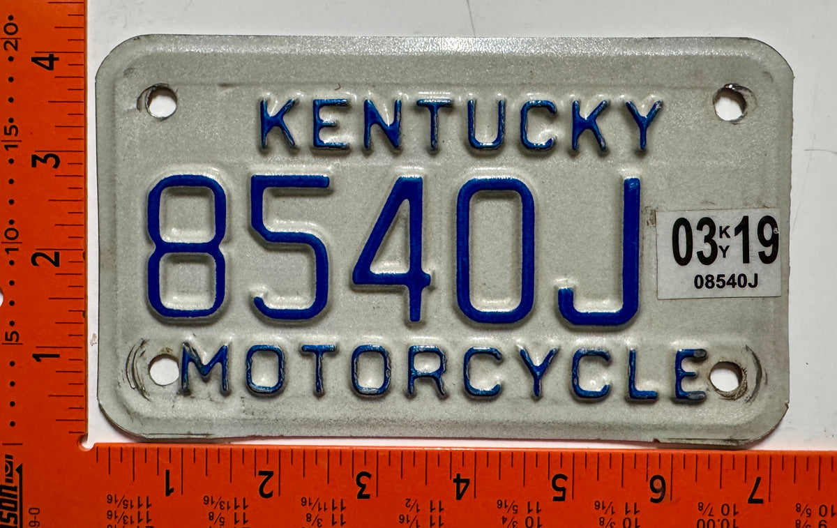 2019 Kentucky #8540J Motorcycle License Plate