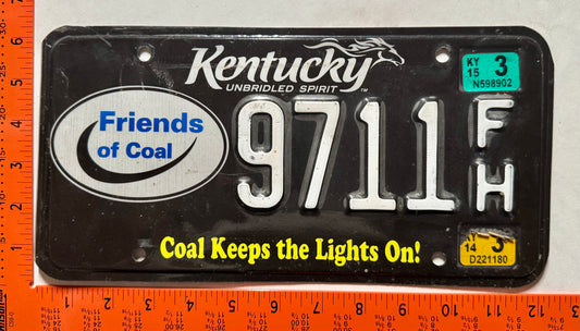 2015 Kentucky #9711F/H Passenger Friends of Coal Optional License Plate