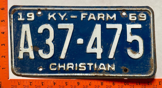 1969 Kentucky #A37-475 Farm License Plate
