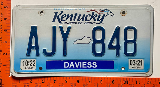2021/2022 Kentucky #AJY 848 Passenger License Plate