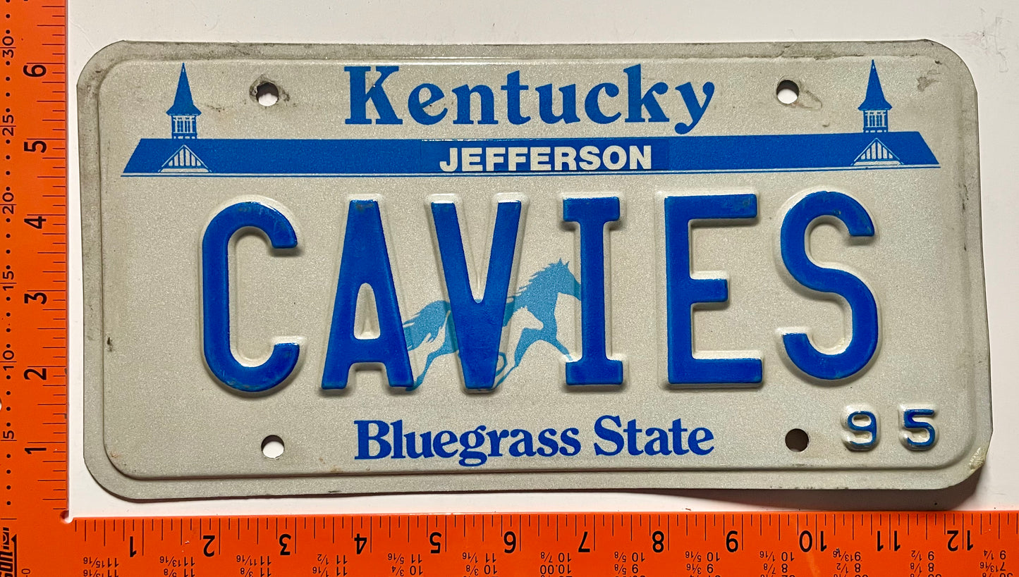 1995 Kentucky #CAVIES Passenger Vanity License Plate