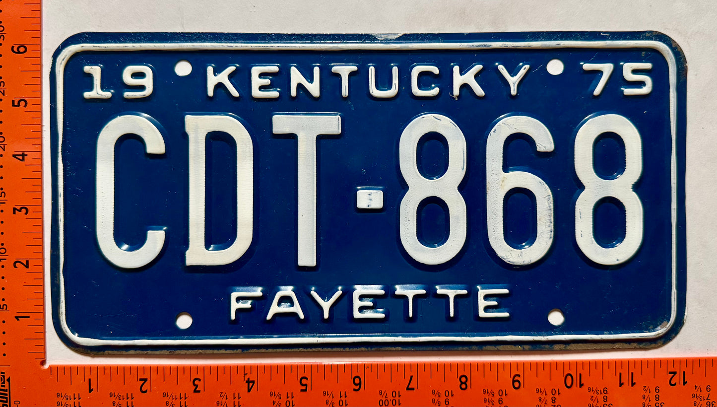 1975 Kentucky #CDT-868 Passenger License Plate