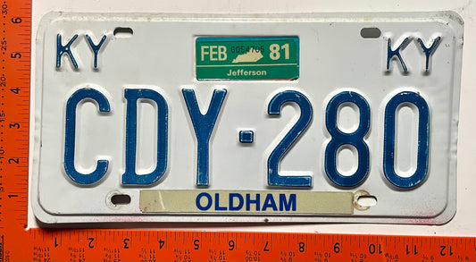 1981 Kentucky #CDY-280 Passenger License Plate